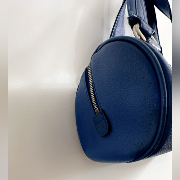 MCM Blue Leather Logo Boston Bag 12” x 7” Excellent Condition!! - Picture 10 of 12